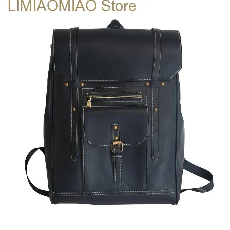 New PU Leather Woman Backpack High Quality Female Rucksack Vintage Double Shoulder Bag Large Capacity School Bag Backpacks