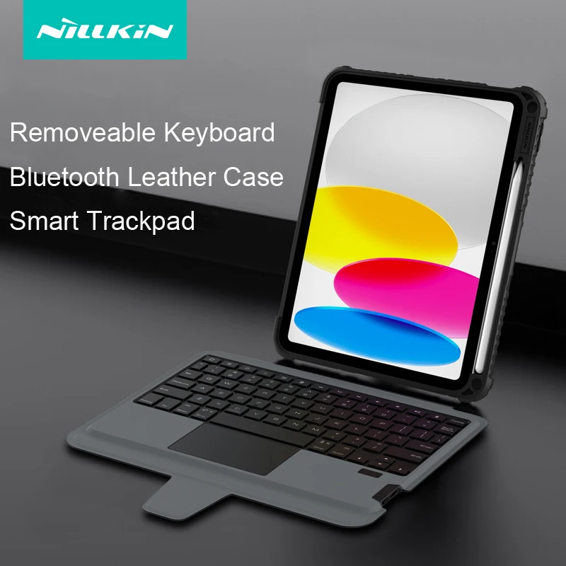 para Ipad 10th 2023 10.9 Teclado Case Nillkin sem Fio Amortecedor Combo Removível Teclado Capa de Couro para Ipad 10 Gen