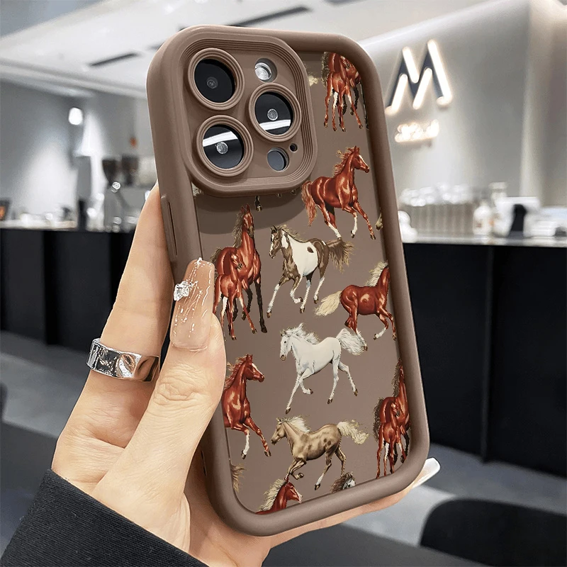 Adorable Horse-Patterned Silicone Shockproof Phone Case - Soft Protective Cover