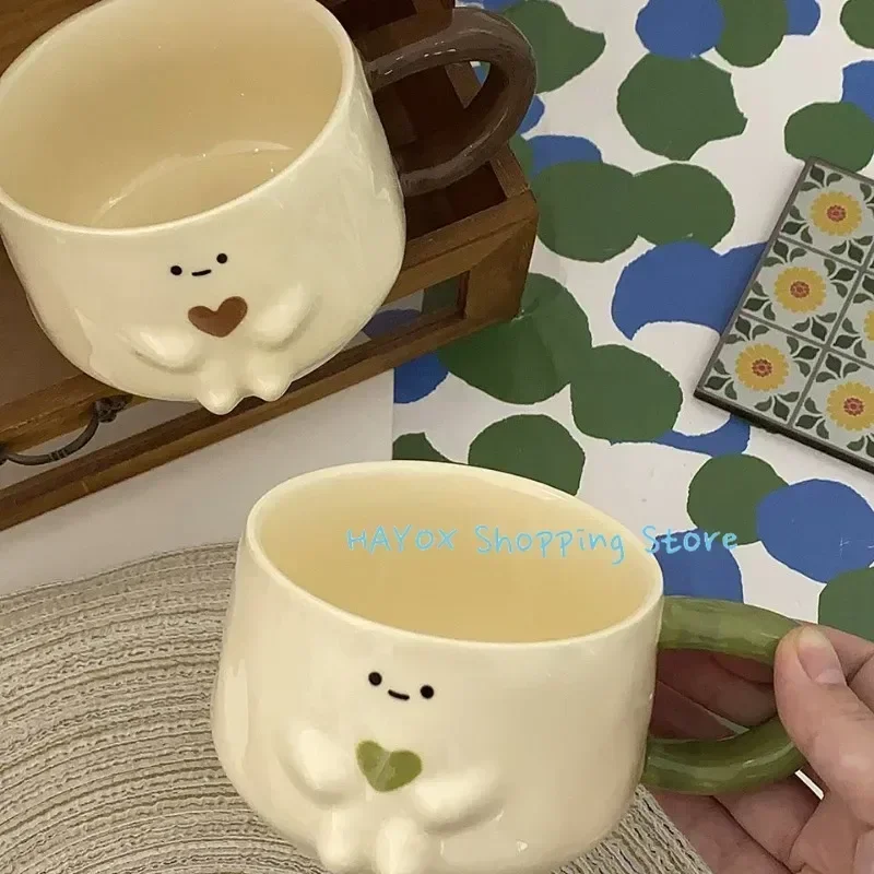 كوب قهوة سيراميك مقاوم للحرارة ، كوب مضحك إبداعي ، أكواب ماء مقاومة للحرارة ، حليب للأزواج ، أكواب إفطار ، مستوى مظهر مرتفع