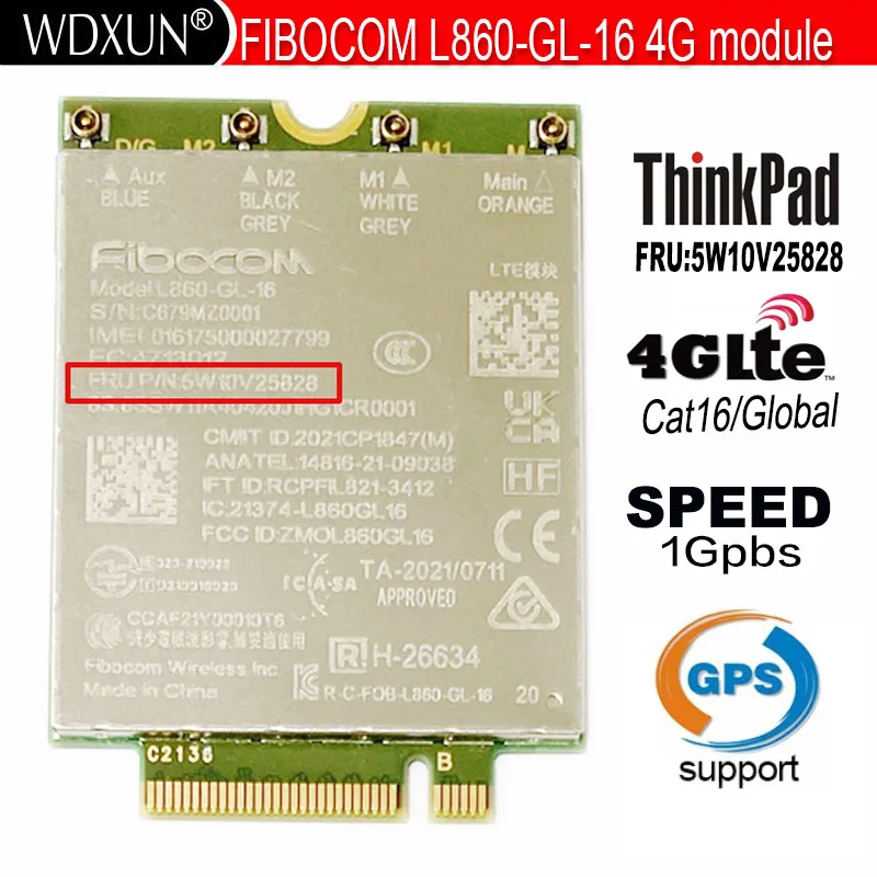 4G Module Fibocom L860-GL-16 5W10V25828 for Lenovo Thinkpad T14 T14s L14 L15 P14S P15V X13 Yoga Gen3 X1 Nano Gen2 T16 P16S Gen1