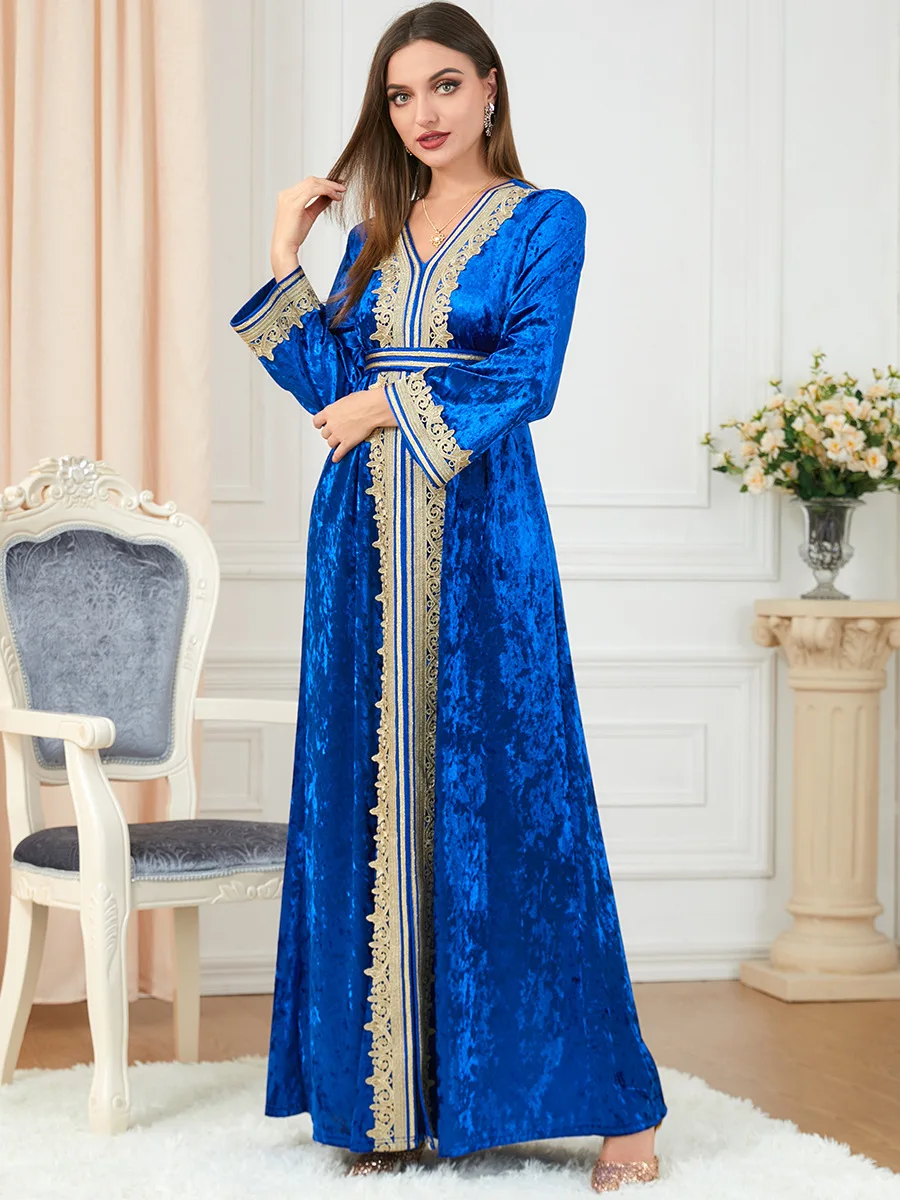 

Winter Velvet Muslim Dress Women Abaya Autumn Morocco Party Dress Thicken Abayas Kaftan Abaya Islam Turkey Arabic Long Robe 2022