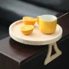Wooden Sofa Armrest Tray Circular Clip on Breakfast Tray Home Use Foldable Sofa Side Table Snack Tray Integrated Storage Tray 1