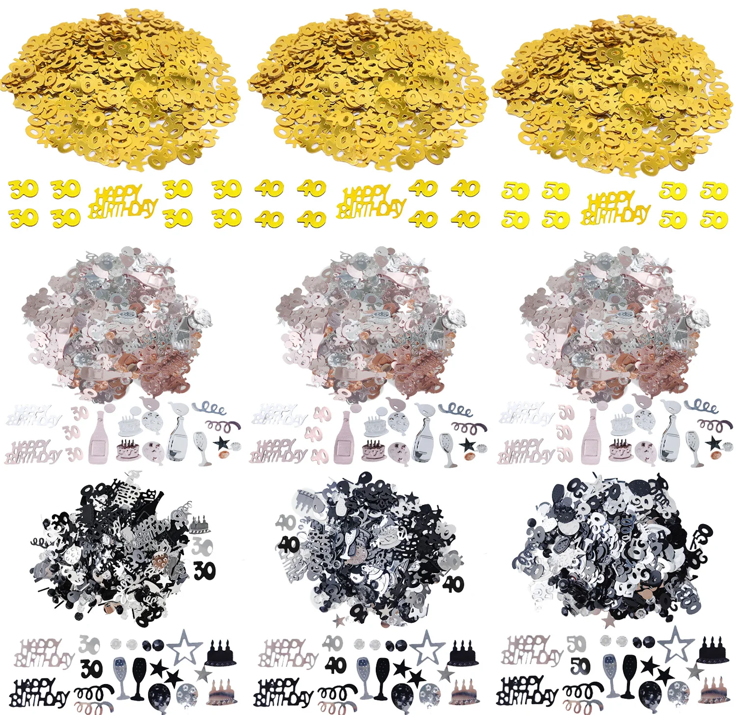 Confetti Gold Happy Birthday Number Figure 15g/pack for Party Decorations 16 18 20 21 25 30 40 50 60