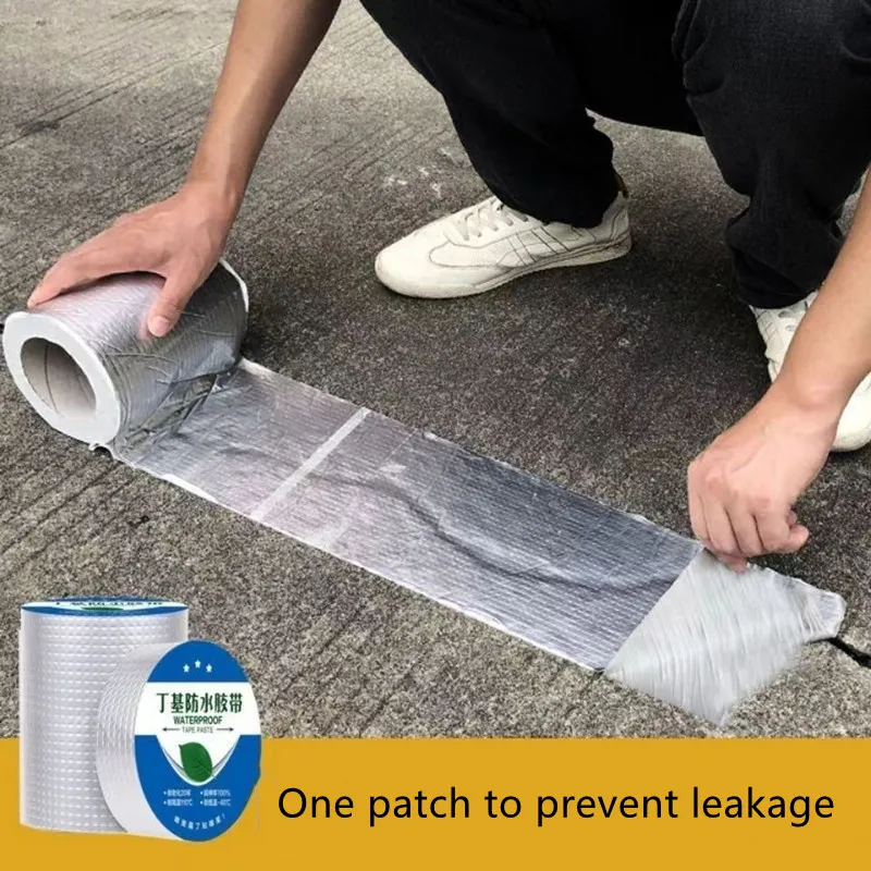 防水テープ高温耐性シールアルミ箔ブチル自己粘着テープパイプ屋根補修リーク修理テープ : 超強力 防水アルミテープ 10cm×5m エンボス加工