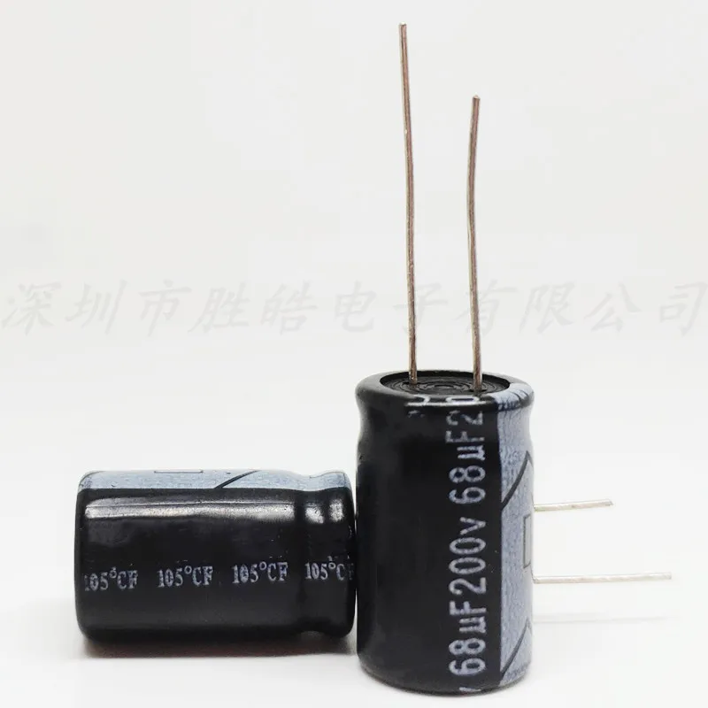 （10PCS）   200V68UF   Aluminum Electrolytic Capacitorsr   200V68UF     Volume：13X20MM   High Quality