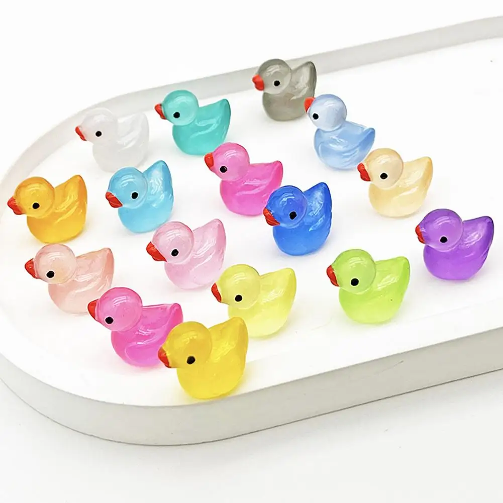 Miniature Duck Figurines 10/20/30/40/50/100Pcs Mini Duck Figurine Resin Luminous Microlandscape Miniature Duck Figurines Fairy Garden Accessories
