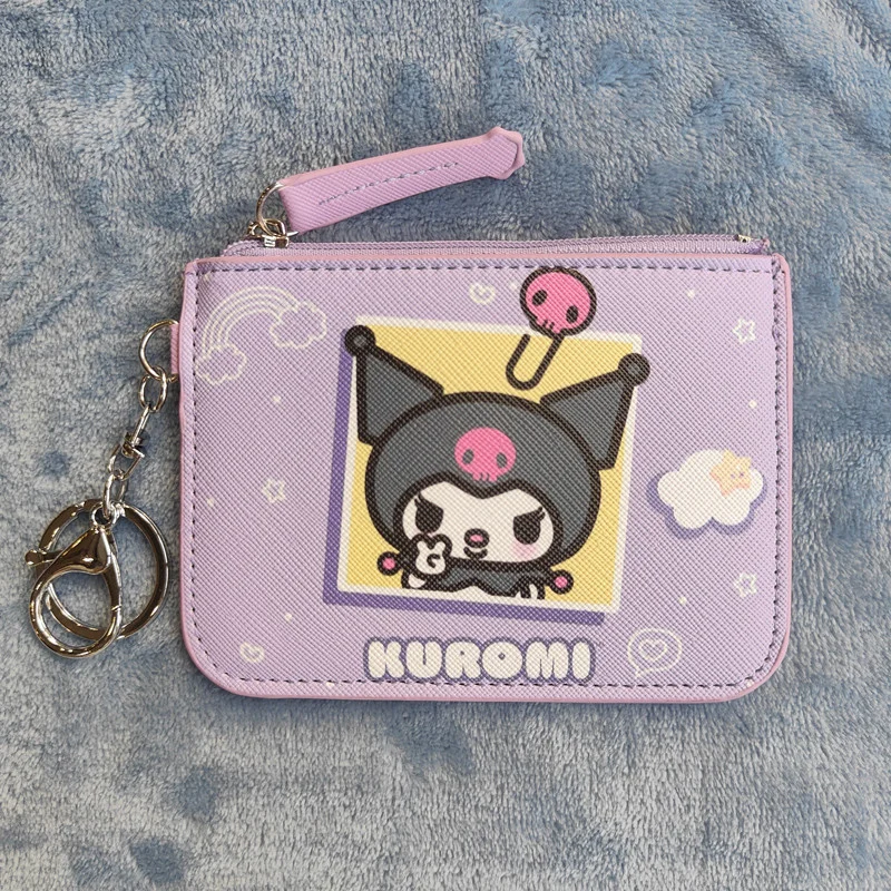 Sanrio Kuromi Hello Kitty Coin Purse Cinnamoroll Melody Children Card Holder Girls Wallet Kawaii Keroppi Pompom Purin Boys Bags