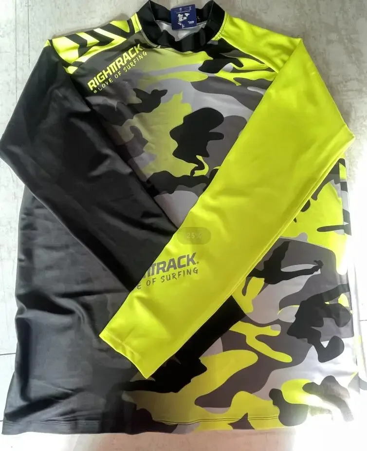 Description Picture 5 of itemHotSale Men's Rashguard Camouflage Surfing Shirt Lycra RIGHTTRACK For Surf Sportswear Beach UV Swimwear UPF50 Clothes