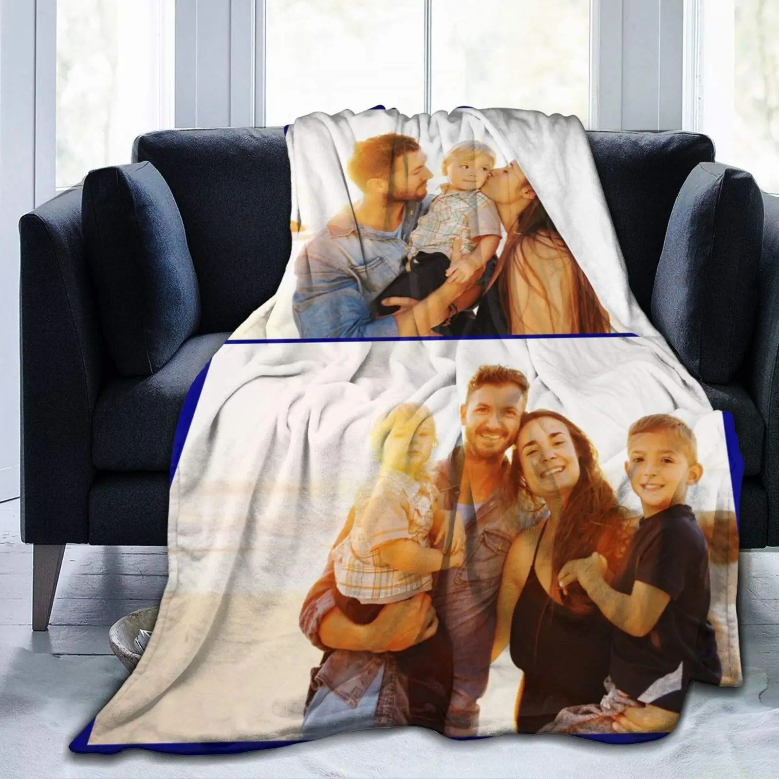 Custom BlanketWords Picture Collage Customized Blankets,Birthday Souvenir Gifts Personalized Throw Blanket for Father, Mom