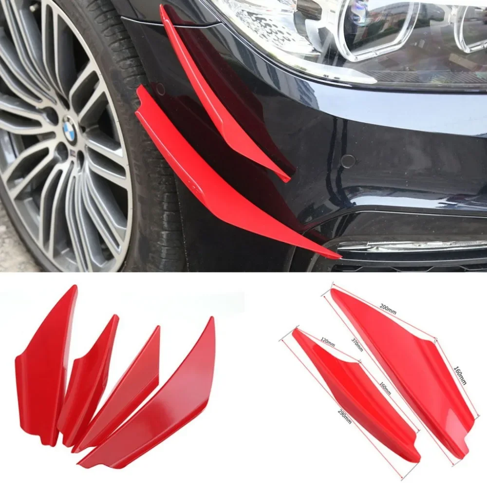 Spoiler Universale per Auto, Labbro Laterale Anteriore, Alette Divisorie Nere, Spoiler Anteriori per Auto, Protezione Anticollisione per Paraurti - immagine 3