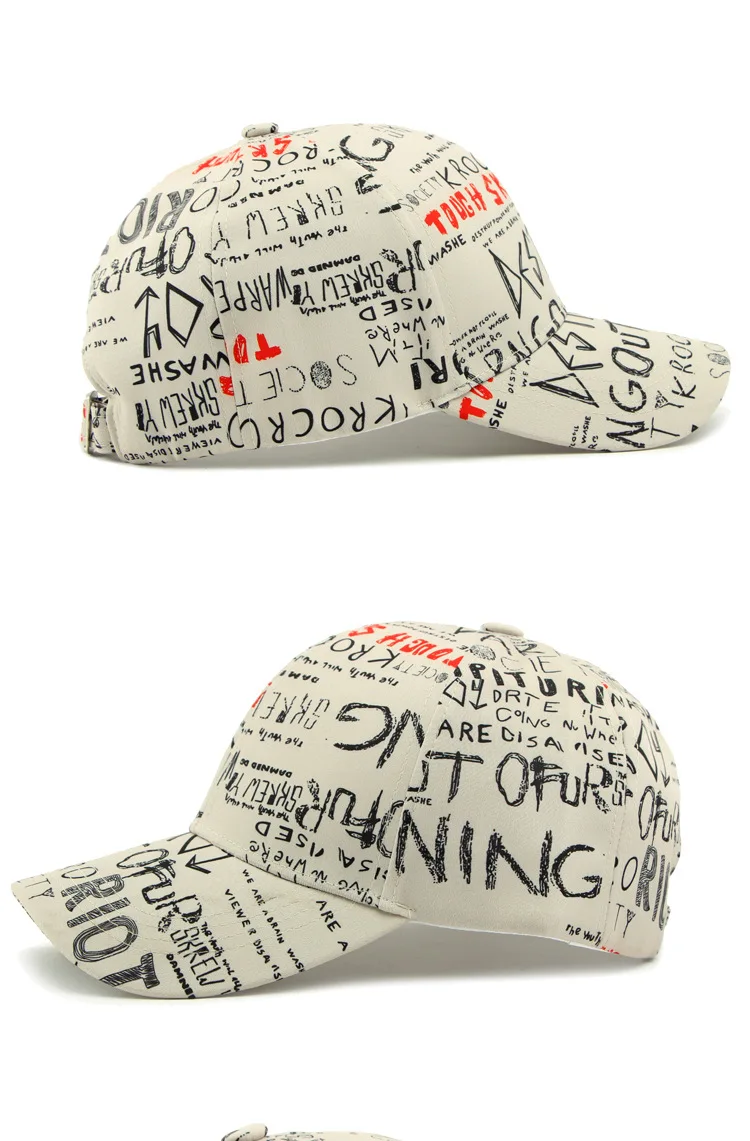 Streetwear Graffiti Unisex Baseball Kappe Sommer Mode Outdoor Freizeit Snapback Hut Hip Hop Cap Visier Sport Verstellbaren Riemen – Detail 9