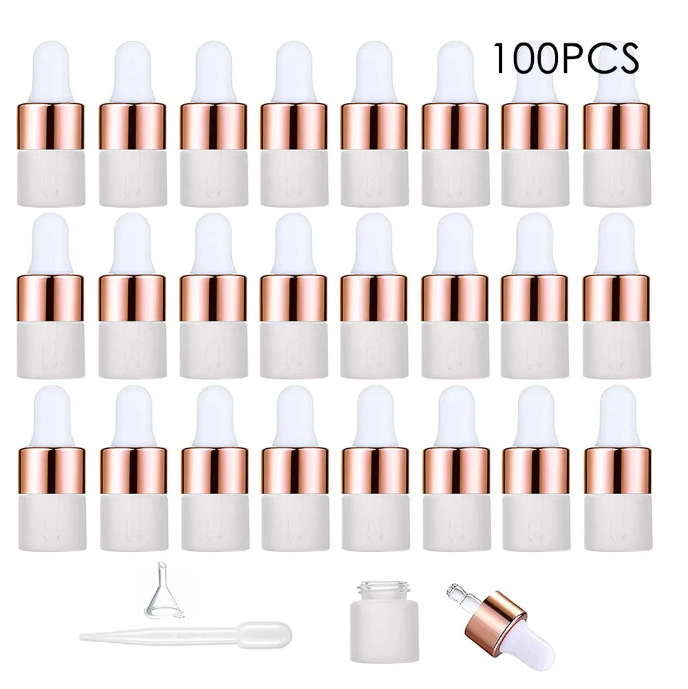 

100pcs 2ml/3ml/5ml Glass Pipette Bottle Frosted Dropper Bottle For Essential Oil Refillable Sample Perfume Vials Jar Containers