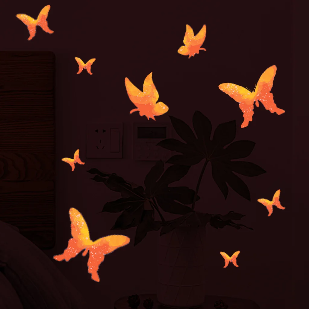 Luminous Stickers Butterfly Room Bedroom Fluorescent Wall stickers Self-adhesive children's room luminous decoration