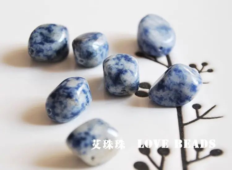 

6 pcs/lot natural stone sodalite nuggets loose beads jewelry making DIY for women