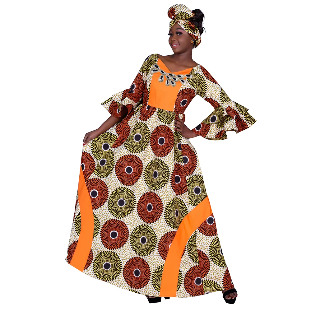 Long Sleeve Dresses For Women Party Wedding Casual Date Dashiki African Women Dresses African African Dress WY3819