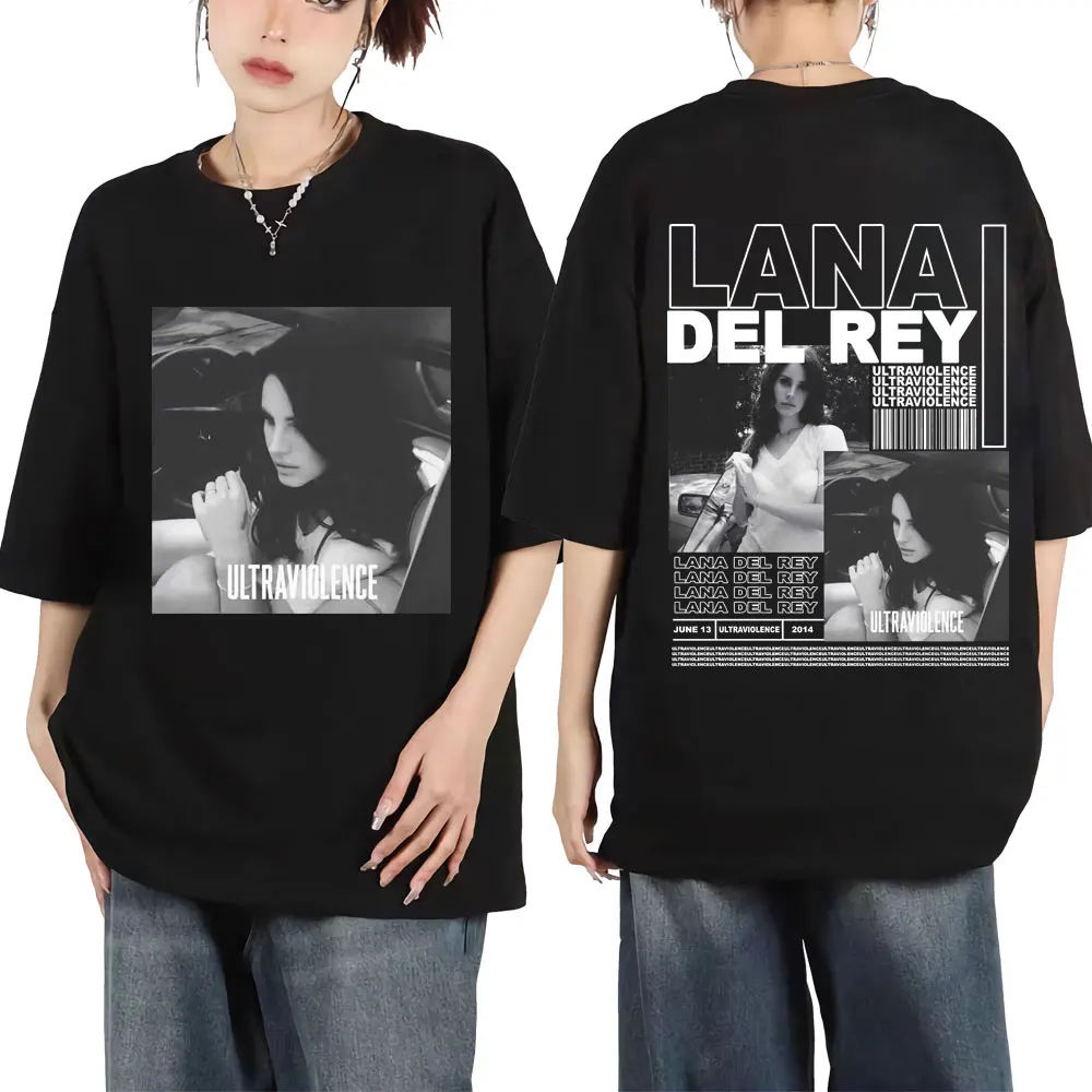 

Двухсторонняя футболка певица Лана Дель Рей для мужчин и женщин, модная Винтажная Футболка большого размера, высококачественные футболки из чистого хлопка