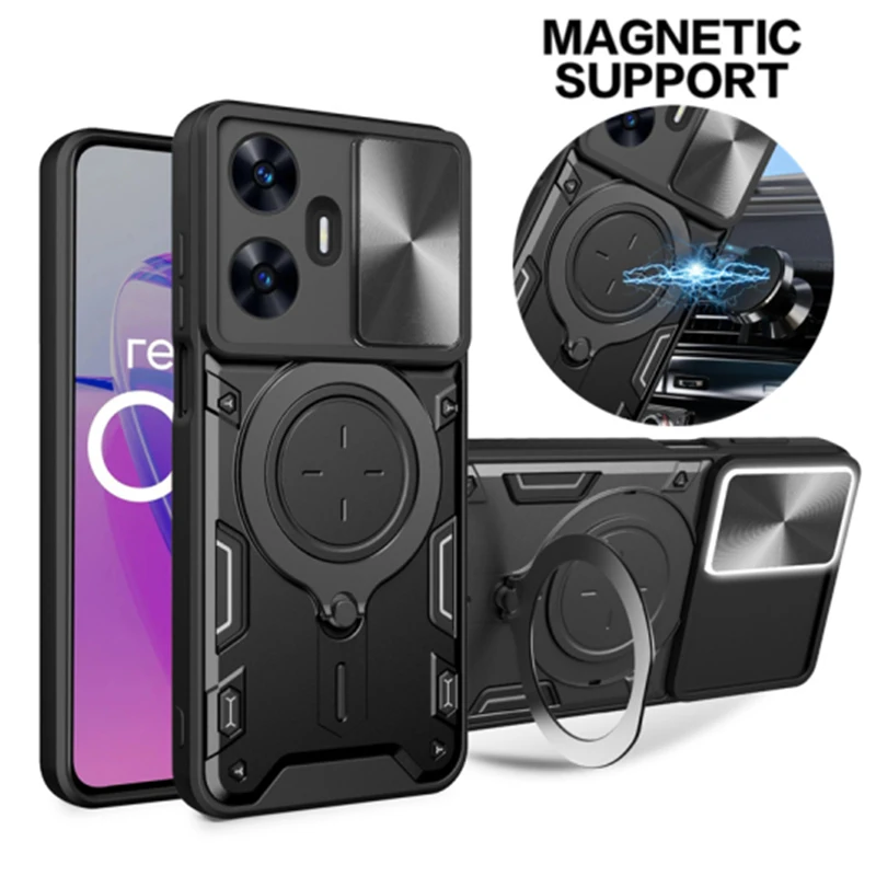 

Magnetic Car Holder Ring Case For Realmi C55 4G C Phone Case Anti Scratch Hard Cover Protective Case For Realme C55 C 55 4G