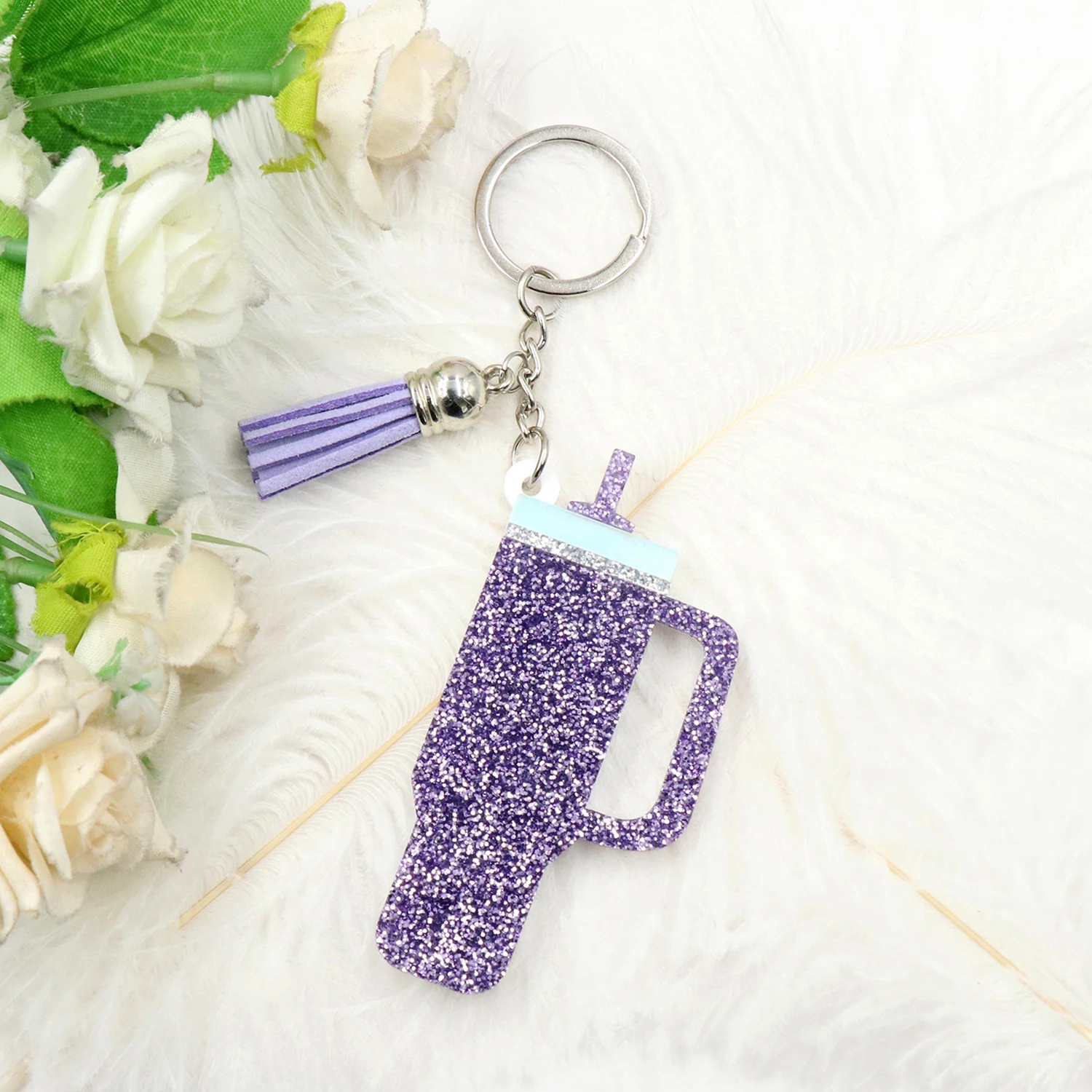 1piece New product Inspired Tumbler Cup Keychain Glitter Acrylic Gift for Cup Lover