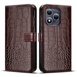 Leather Wallet Phone Case with Card Holder & Magnetic Flip Stand - Shockproof Protection for HONOR 400 Lite (Brown)