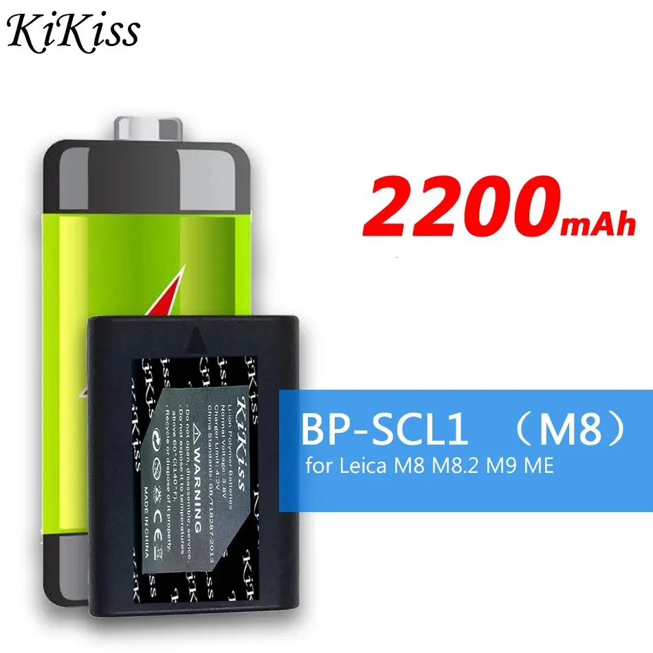 Batteria Kikiss Bpscl1 (M8) 2200Mah Per Leica M8 M8.2 M9 M9-P Mm Me M-E Fotocamera Bp-Scl1 14464 Sostituzione Bateria