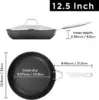 12 1/2 inch Non Stick Frying Pan with Lid,Titanium and Ceramic Nonstick Large Skillet，Stay-Cool Handle,Scratch-resistant,No 6