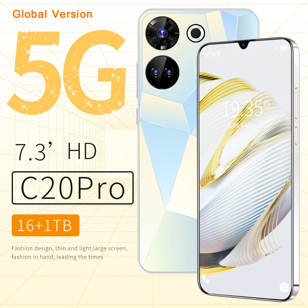 

Global C20 PRO 7.3HD Screen 16GB+1TB 8000Mah 50MP+108MP Celulare Dual Sim Face Unlocked 5G Original Mobile Phone tablet