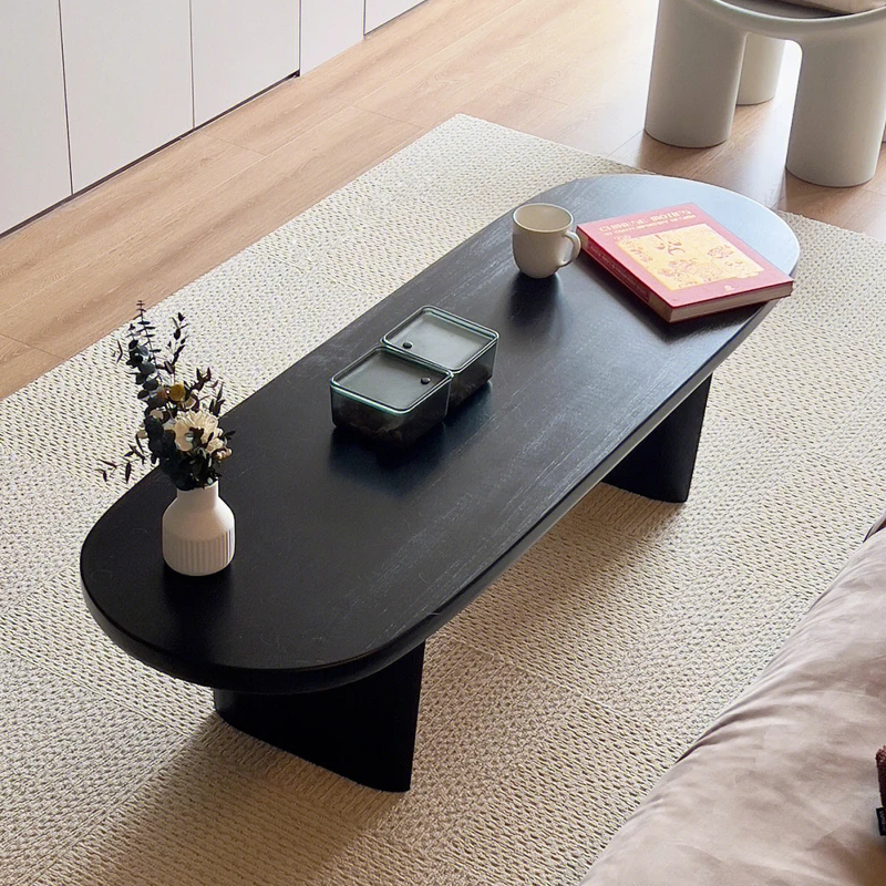 

Tea table, tatami balcony table, simple oval table, living room, household, quiet wind, small black table