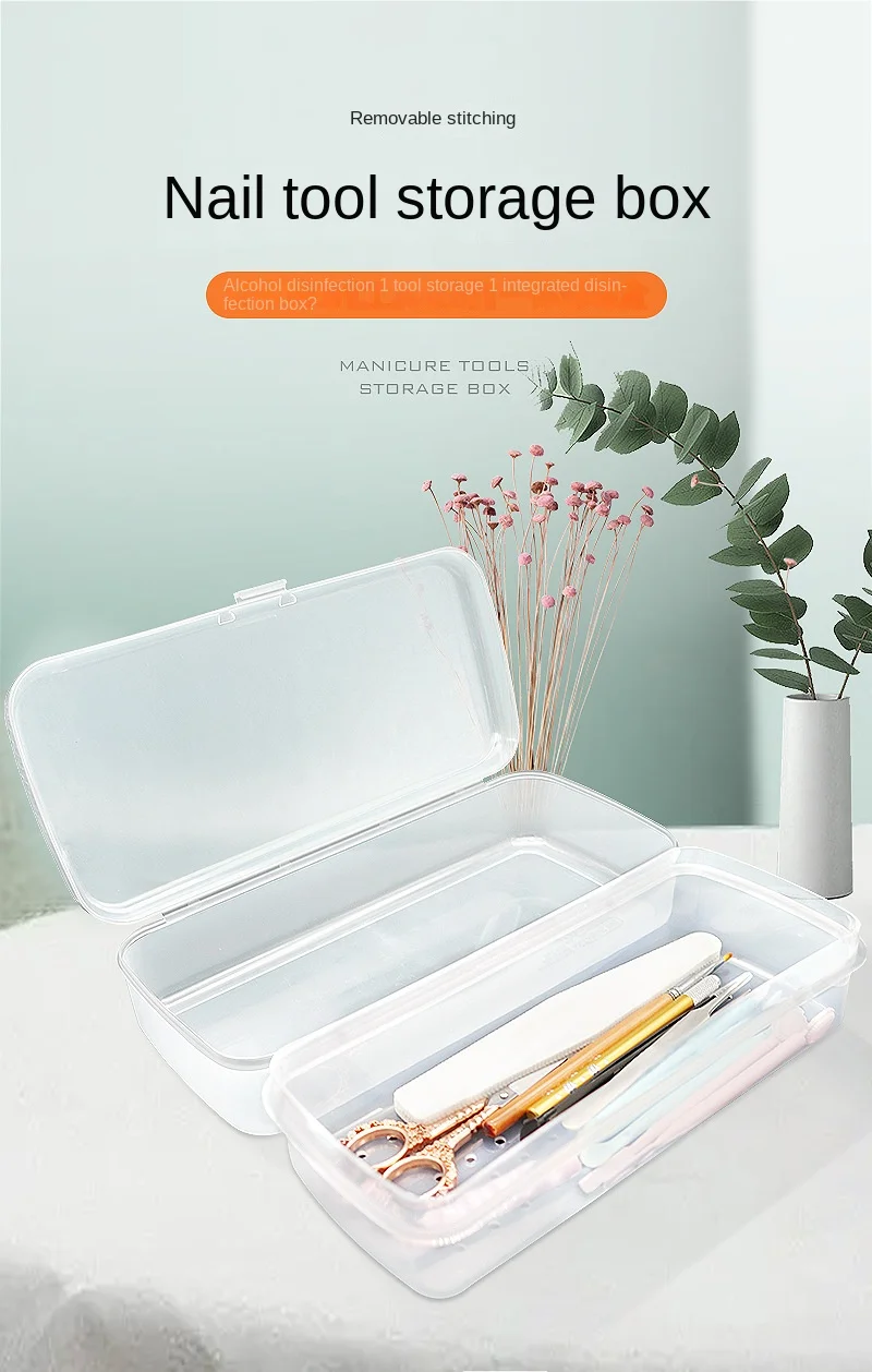Description Picture 2 of itemNail Art Tool Sterilizing Tray Clear Dustproof Organizer Storage Case Disinfection Box for Manicure Tool Tweezers Salon
