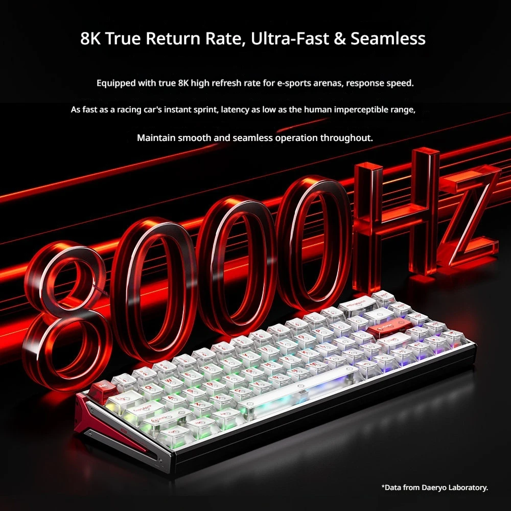 DAREU A68 게이밍 키보드 알루미늄 합금 8KHz 폴링 레이트 RT0.005mm RGB 방수 마그네틱 스위치 키보드(Windows Mac OS용)