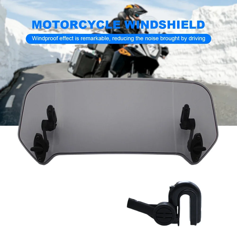Universal-Motorcycle-Windscreen-Adjustable-Glass-Windshield-Clamp-On