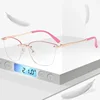 Frameless Cut Edge Metal Reading Glasses Ultra Light Pink Frame Presbyopia Glasses High-definition Anti Blue Light Eyeglasses 4
