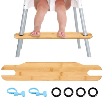 Poggiapiedi per Seggiolone in Bambù, Supporto Antiscivolo e Stabile per Seggiolino Neonato, Accessorio Regolabile per Seggiolone Bambini