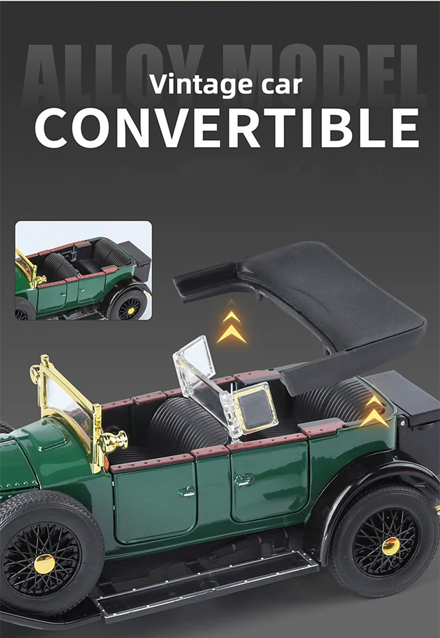 1/24 Rolls-Royce Phantom I Legierung Retro Luxy Automodell Druckguss Metall Klassische alte Fahrzeuge Automodell Sound und Licht Kinderspielzeug Geschenk – Detail 7