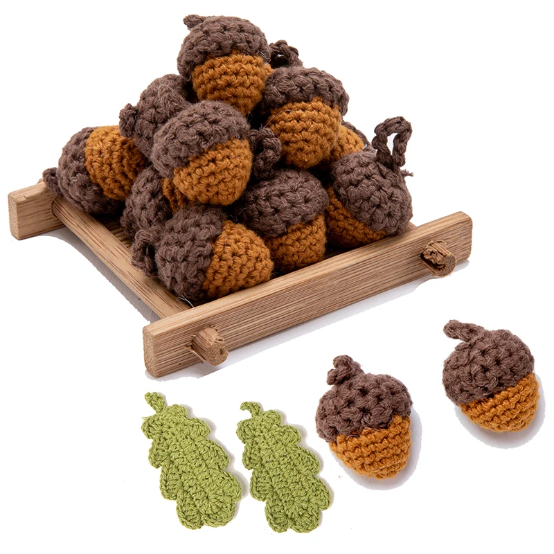 Wooden Crochet Beads Leaves Chewable Beads DIY Wooden Teething Knitting Jewelry Crib Sensory Toy Baby Teether 8pc teething toys baby teething toys