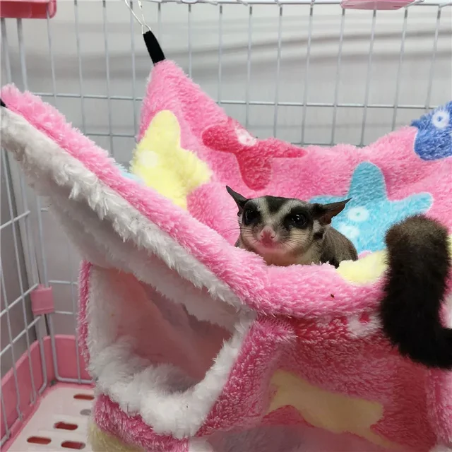 Warm Plush Hamster Hammock Small Animal Double-layer Thicken Sleeping Bag Nest Pets Rat Squirrel Hanging Cage House 4
