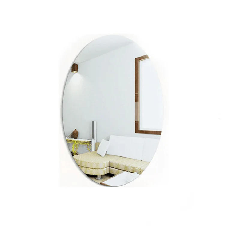HD Anti Fog Wall Mirror Sticker Elliptic Acrylic Wall Mirror Self Adhesive Shatterproof Non Glass Safety Sheets