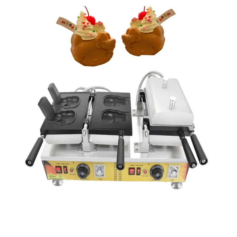 

Commercial Double-mold Kitty Shape waffle maker machine cat shaped maker snack taiyaki machines waffle maker with CE