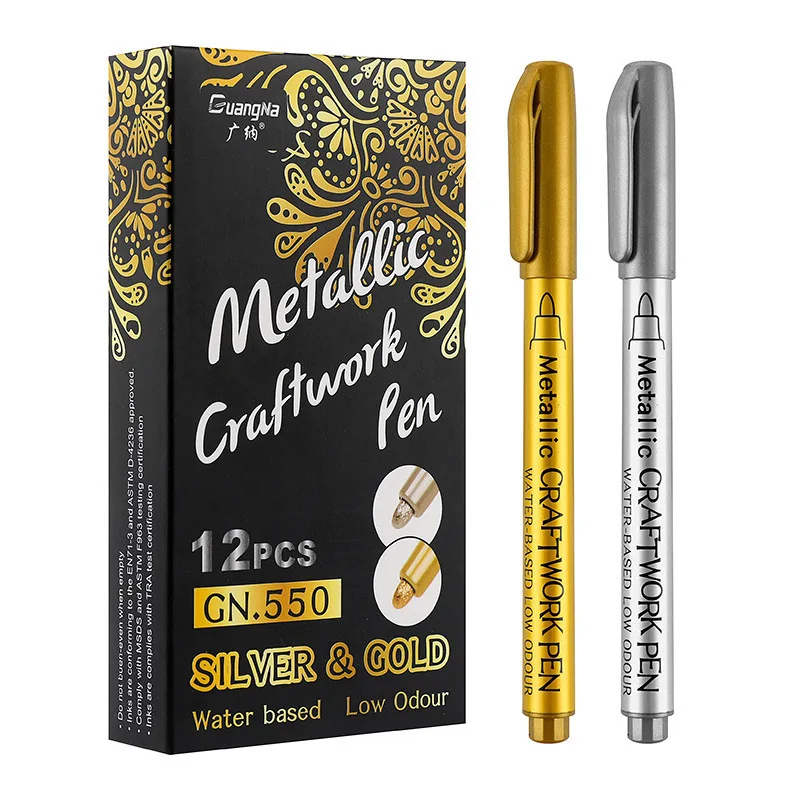 Metallic Waterproof Permanent Marker Pens DIY Epoxy Resin Mold Gold Silver ColorDrawing Student Supplies Craft Pen |