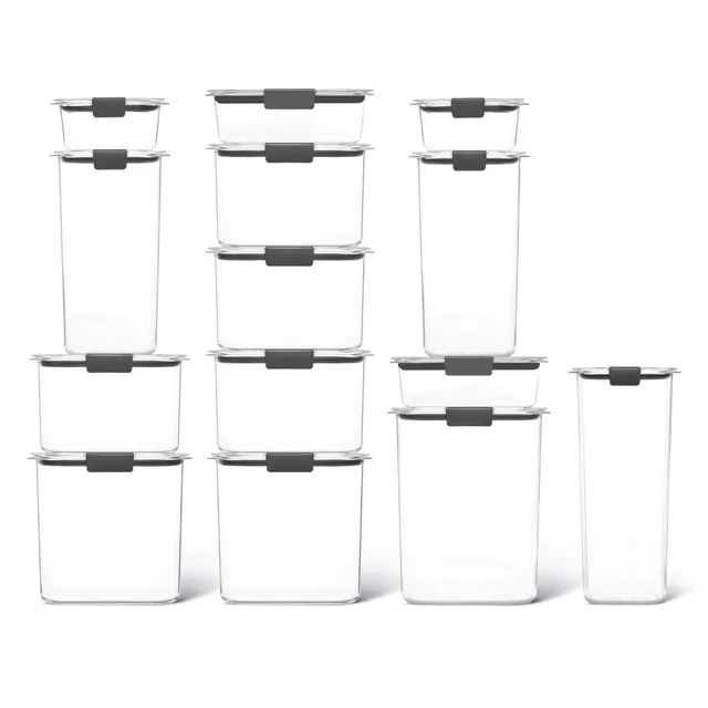  Rubbermaid 8-Piece Brilliance Food Storage Containers &  Brilliance Airtight Food Storage Container for Pantry with Lid for Flour,  Sugar, and Rice, 16-Cup, Clear/Grey: Home & Kitchen