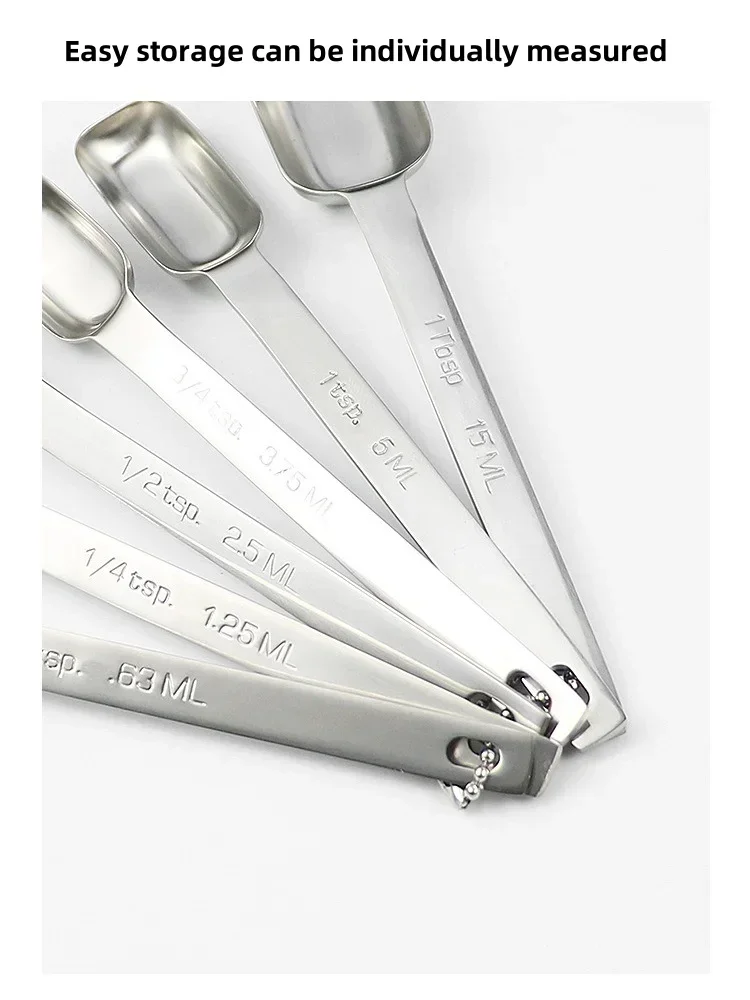 Description Picture 6 of item1PC Kitchen Measuring Spoons for Coffee Stainless Steel Graduated Spoon Accessories Set Powder Coffeeware Dining Bar Home Garden