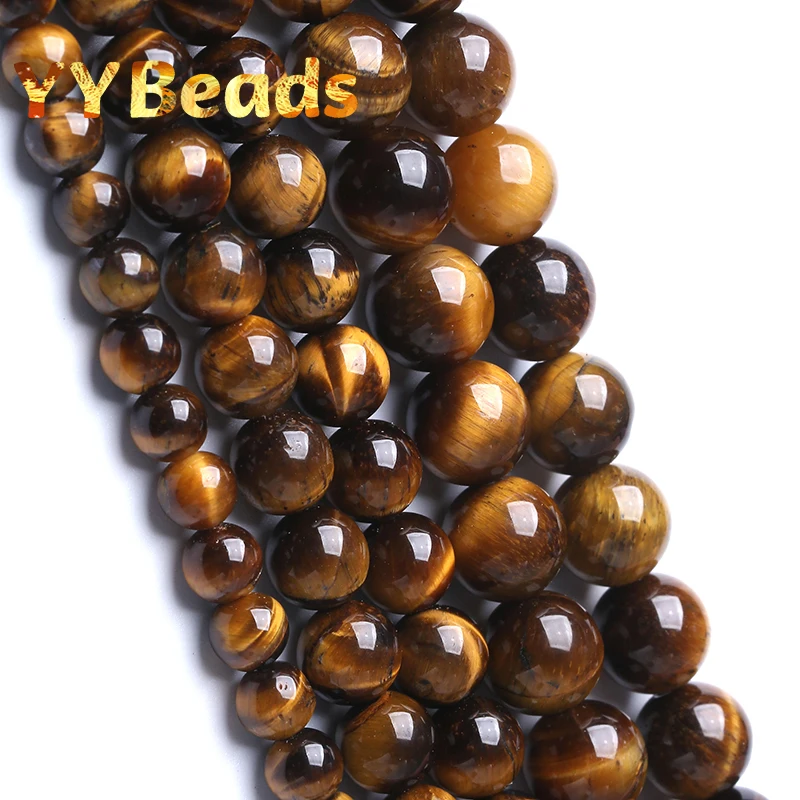 Natural Yellow Brown Tiger Stone Round Beads Loose Beads For Diy Jewelry Making Bracelets Necklace Accessories 4 6 8 10 12Mm 15"