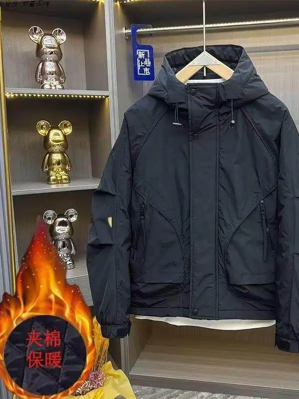 새로운 스타일 캐주얼 코튼 재킷 남성용 올매치 봄 가을 겨울 두꺼운 아웃도어 의류 순색 작업복 코트