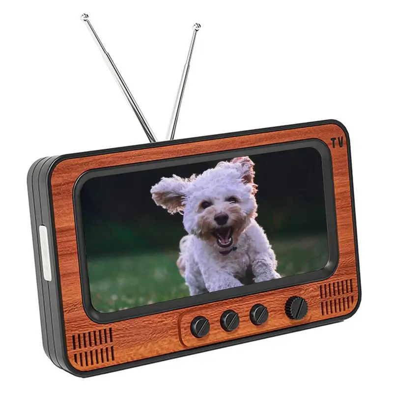 TV 스타일 휴대폰 홀더 독특한 나무 TV 스타일 휴대폰 화면 브래킷, 스피커 포함, 탁상용 장식 홈 장식품