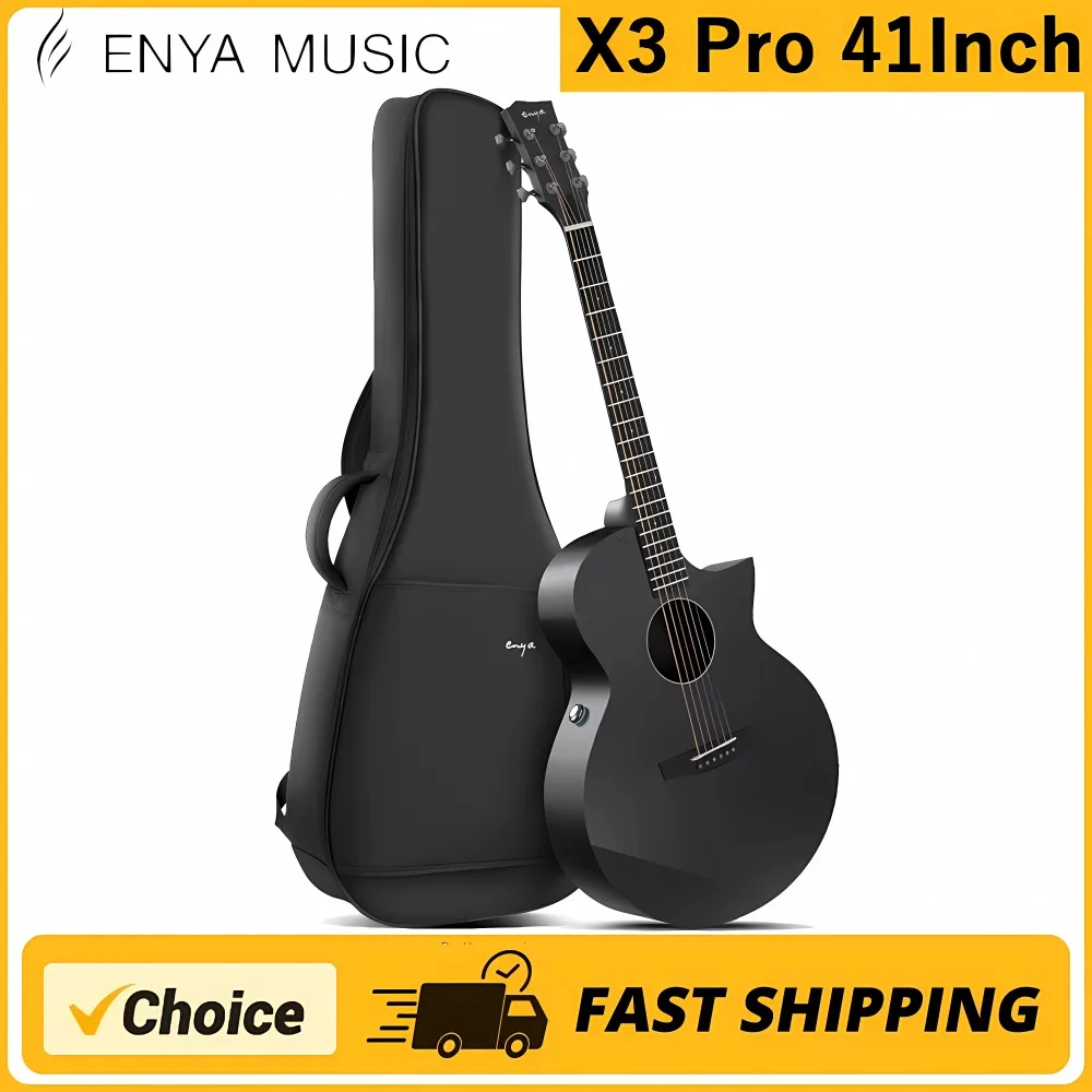 Enya Acoustic Electric Guitar Carbon Fiber X3 Pro Travel 41&rdquo; Full-Sized Bundle with Gig Bag acoustic electric guitar