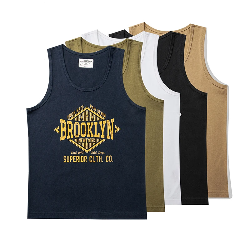 

230G Heavyweight Cotton Men's Premium Sleeveless Tank Summer Fashion Letter Print Creative Chic Basics Vest Teens Gym Sport Tops