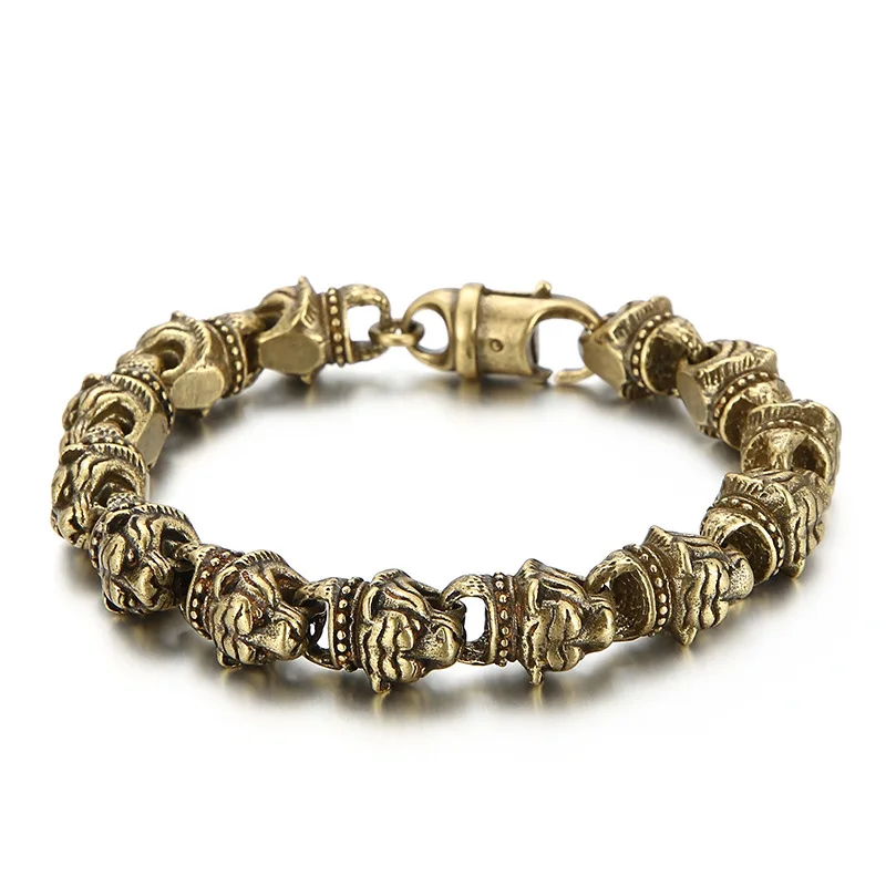 

13mm Punk Retro Tiger Charm Bracelet Men Hiphop Stainless Steel Casting Gold Color Tiger Biker Chain Bracelets Bangle Jewelry