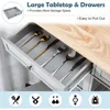 42" Kitchen Island Cart on Wheels, Rolling Storage Cabinet Station with Solid Wood Top, 2 Drawers, Towel Rack, Open Display Shel 4