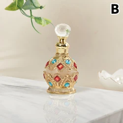 Vintage Luxury Rhinestone Glass Perfume Bottle - Portable 12ML Cosmetic Storage Vial (B2 - 15ml)