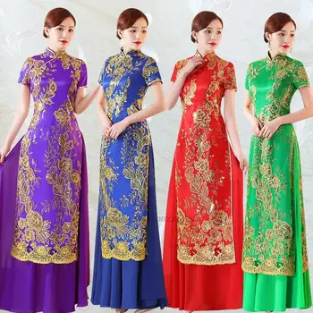  2025 ao dai cheongsam elegante abito cinese aodai nazionale paillettes abito orientale qipao vietnam abbigliamento ao dai vestito qipao 1